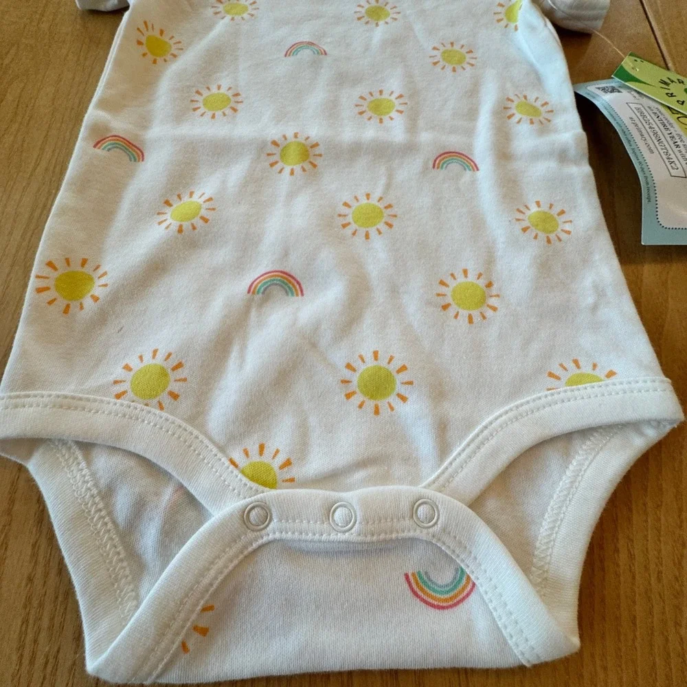 Primary Sun Rainbow Bodysuit Kids 3-6M Organic Cotton Minimalist Kidcore Rainbow